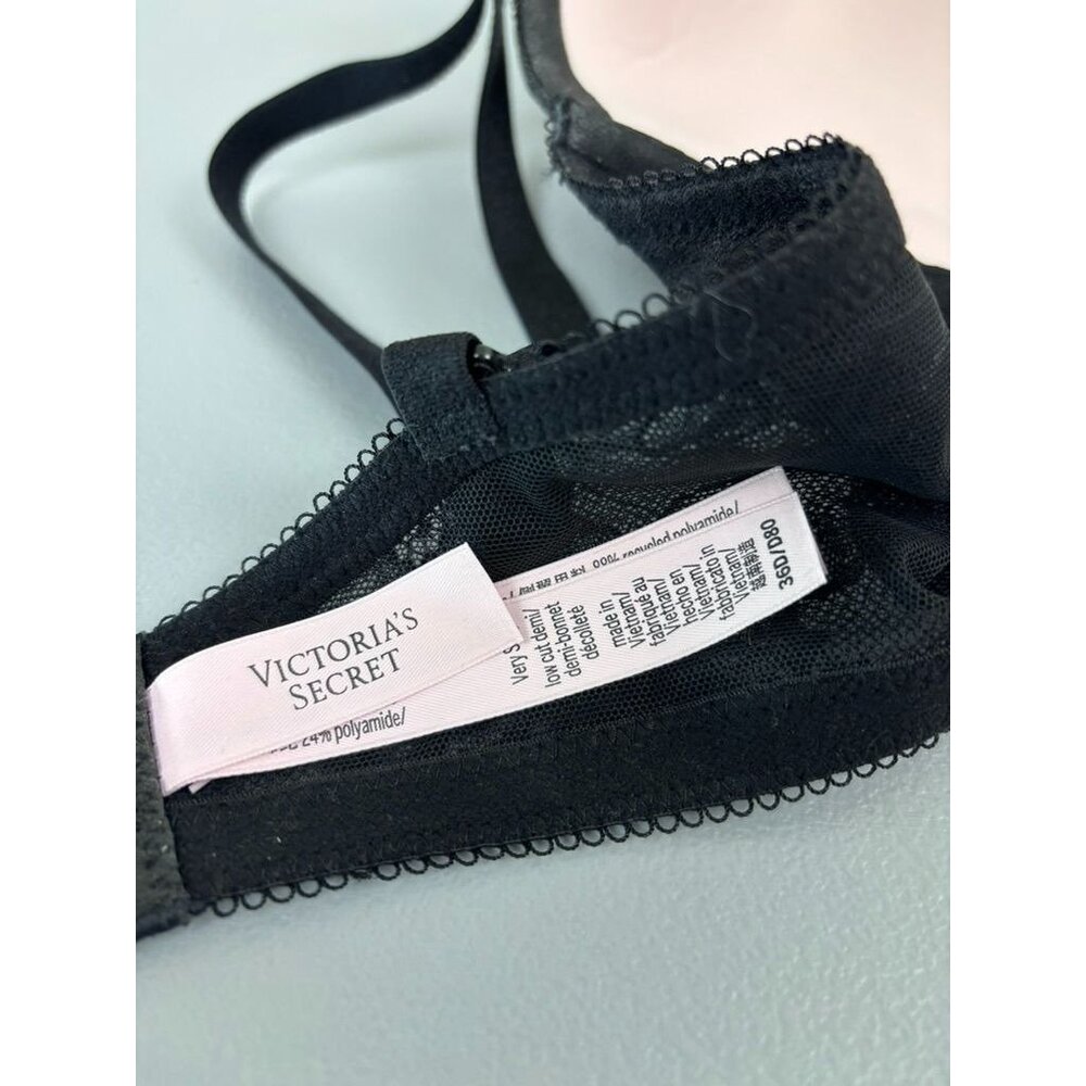 Victoria's‎ Secret 36D black lace very sexy low cup demi underwire bra - Picture 7 of 7